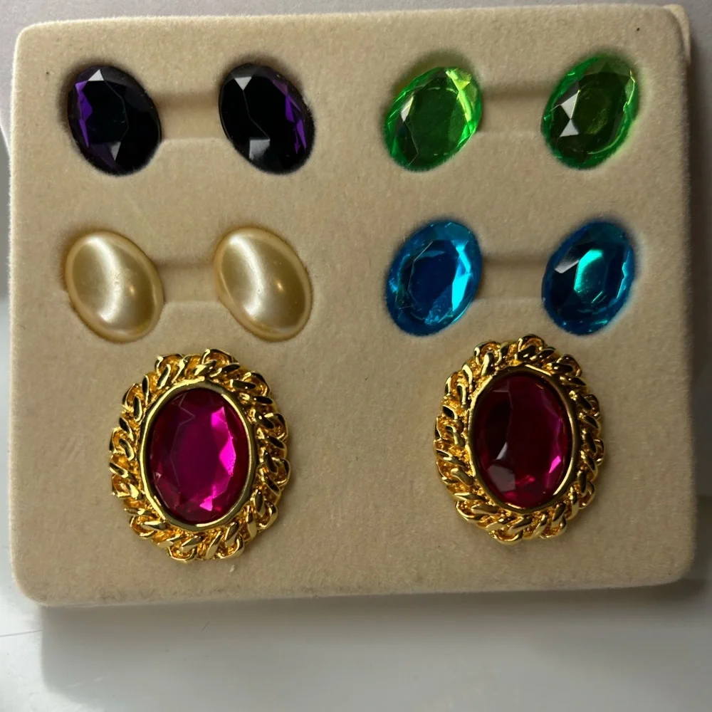 VTG Kenneth Jay Lane Interchangeable Clip Earrings - Picture 3 of 3